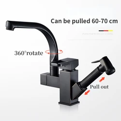 Black Kitchen Sink Faucet Chrome Pull Out Bidet Spray Hot/Cold Water Mixer Tap Rotatable  Crane Stainless Steel Taps