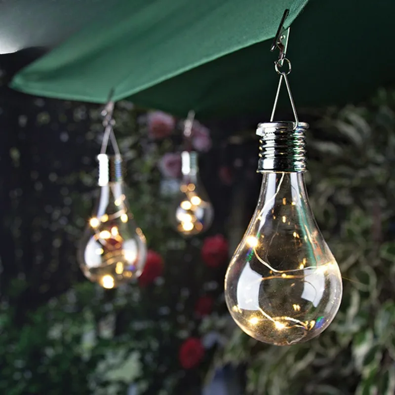 Colorful Home Garden Solar Light Bulb Waterproof Solar Rotatable Outdoor Garden Camping Hanging LED Light Lamp Bulb Decoration