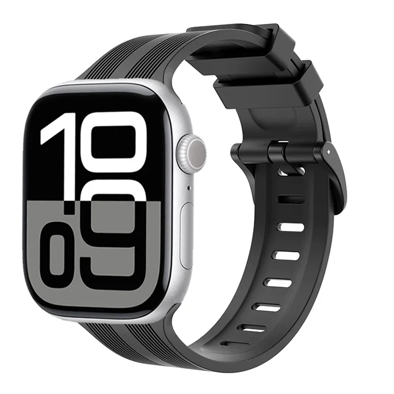Texture Silicone Strap For Apple Watch Band 46mm 41mm 44mm 40mm 42mm Sports Rubber Bracelet Belt For iWatch 10 9 8 7 6 5 4Correa