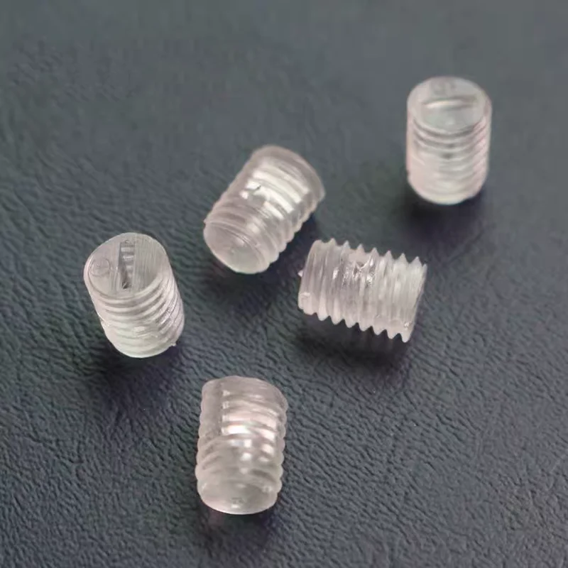 40-100Pcs Transparent Plastic Grub Set Screws M3-M8 Slotted Headless Set Screws Thread Length 3mm-12mm