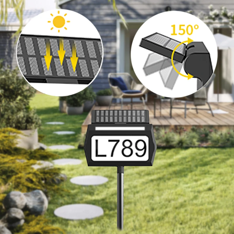 Au Silver Custom Solar LED House Number Light Plate 5W IP65 Address Sign for Garden ROHS Certified