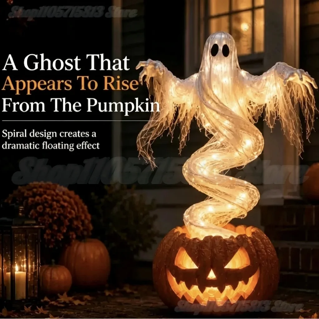 LED Ghost Pumpkin Yard Light 3