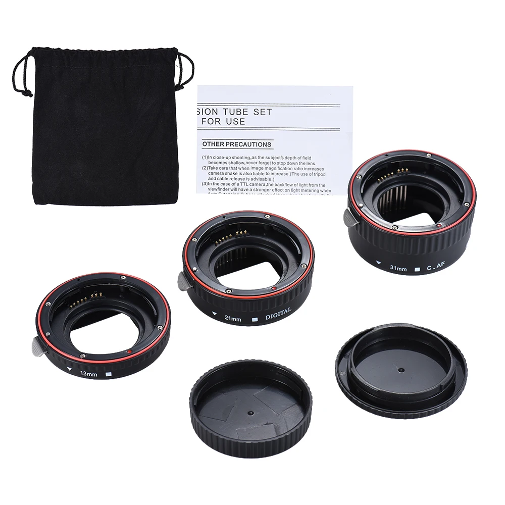 Andoer Macro Extension Tube Rings 13mm 21mm 31mm AF for Camera Body and Lens of 35mm SLR for Canon all EF and EF-S Lenses