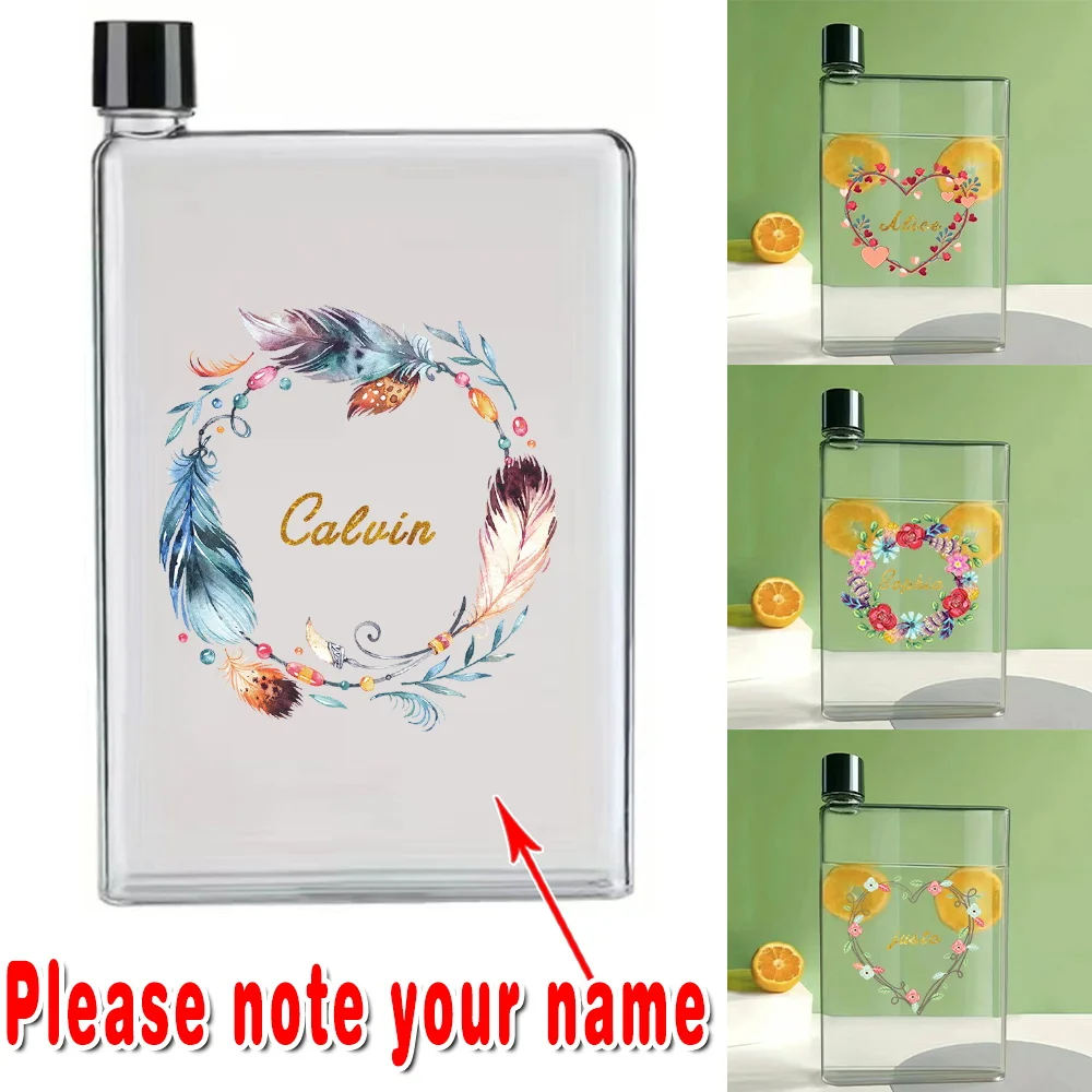 

Customized Name 420ml Transparent Water Bottle Leakproof Refillable Water Jug Sports Travel Coffee Tea Lightweight Personalized