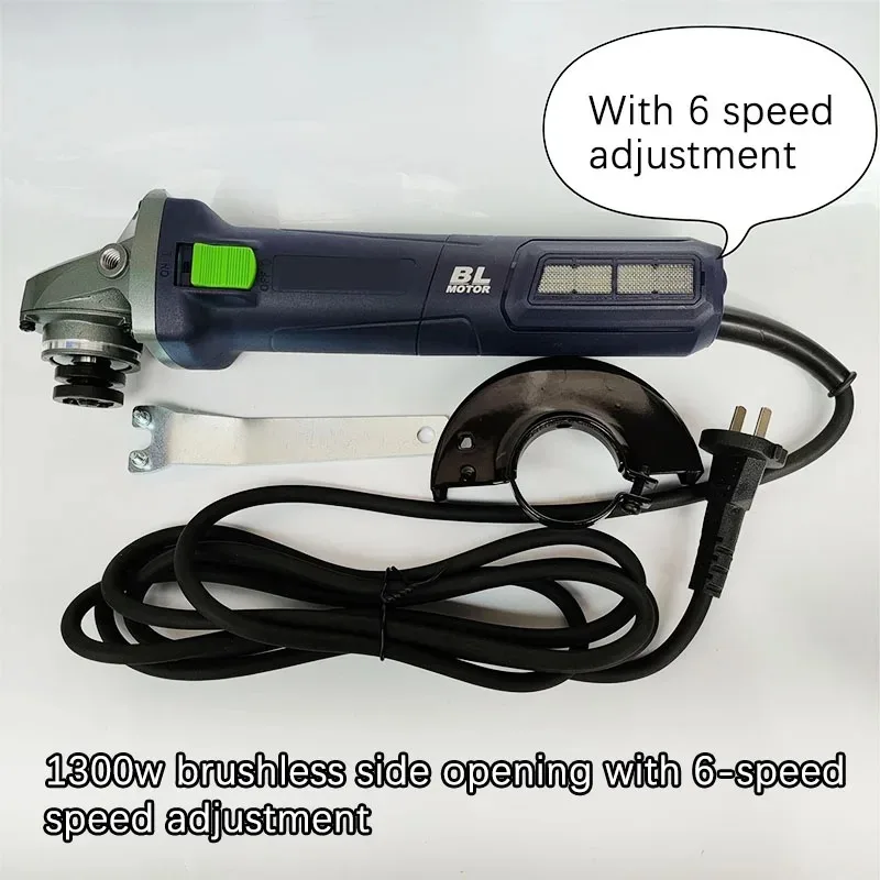 1300W Brushless AC Angle Grinder 220V, Fine Handle Paddle Switch for Stone/Metal Cutting & Grinding