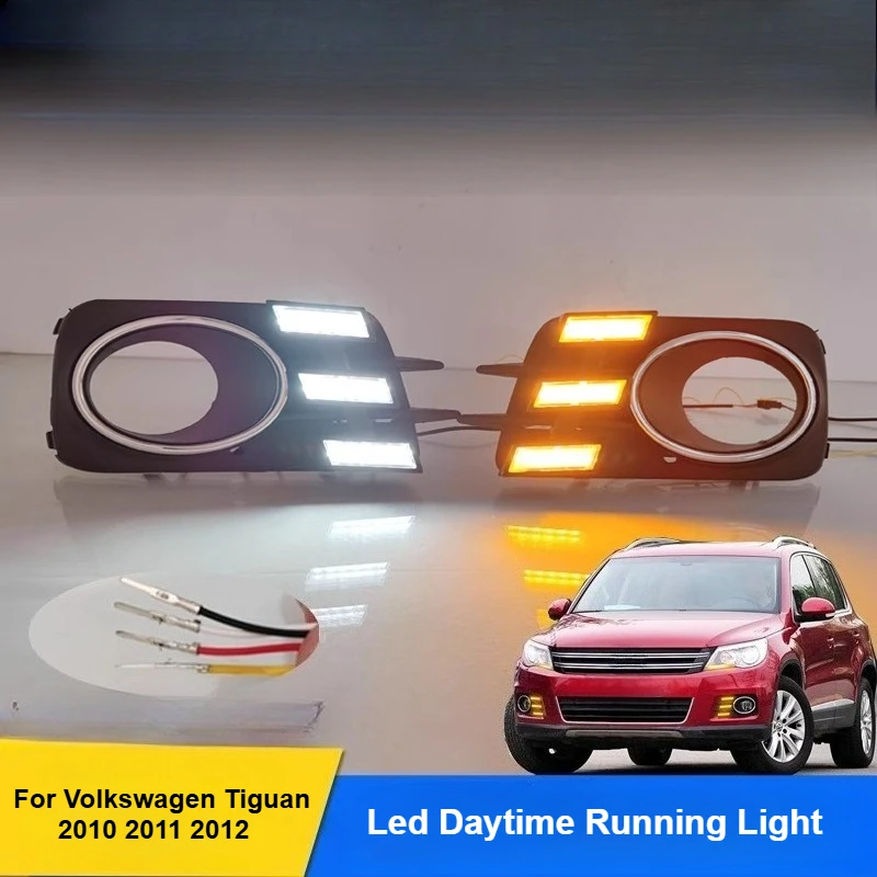 

For Volkswagen Tiguan 2010 2011 2012 Daytime Running Light Front Fog Lamp Led Flowing Dymanic Turn Signal Lamp Accessories