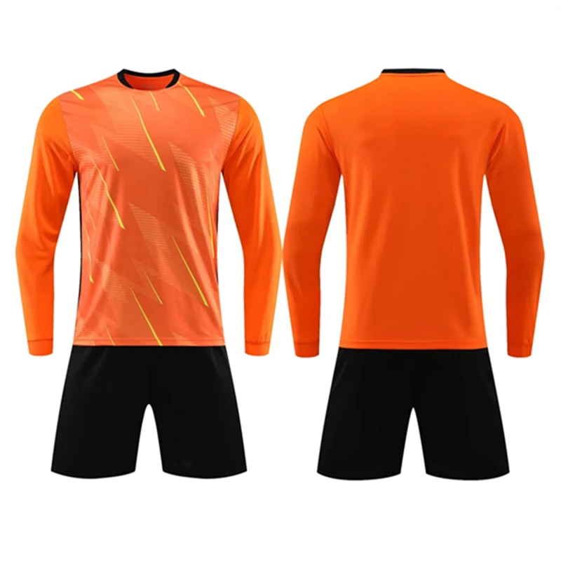 Kids Adult Soccer Jersey Set Long Sleeves Football Uniform Child Men Soccer Training Suit Football Shirt Shorts Kit Sportswear