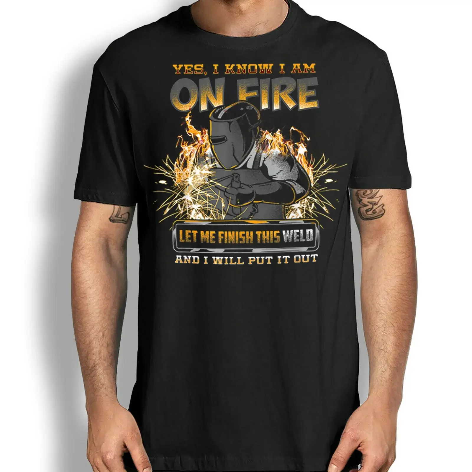 Welding Yes I Know Am On Fire Let Me Finish This Weld T shirt Welders  vintage Washed fashion Casual Breathable Stretched