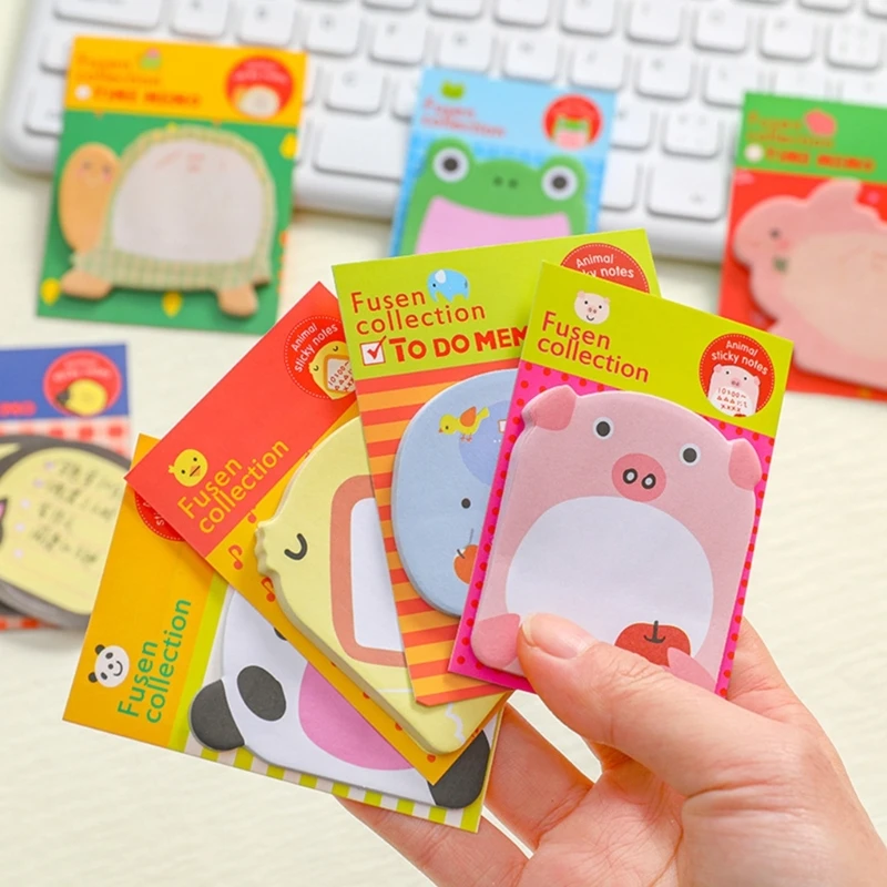 10 Pcs Cartoon Animal Stickier Note Self-Adhesive Memo Pads Lovely Pig Note Pad