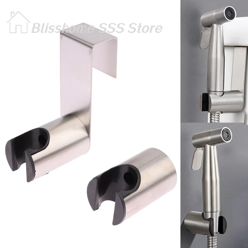 【S】Bidet Sprayer Hook Holder Free Nail Stainless Steel Toilet Bathroom Attachment Wall Shower Head Holder for Home Use