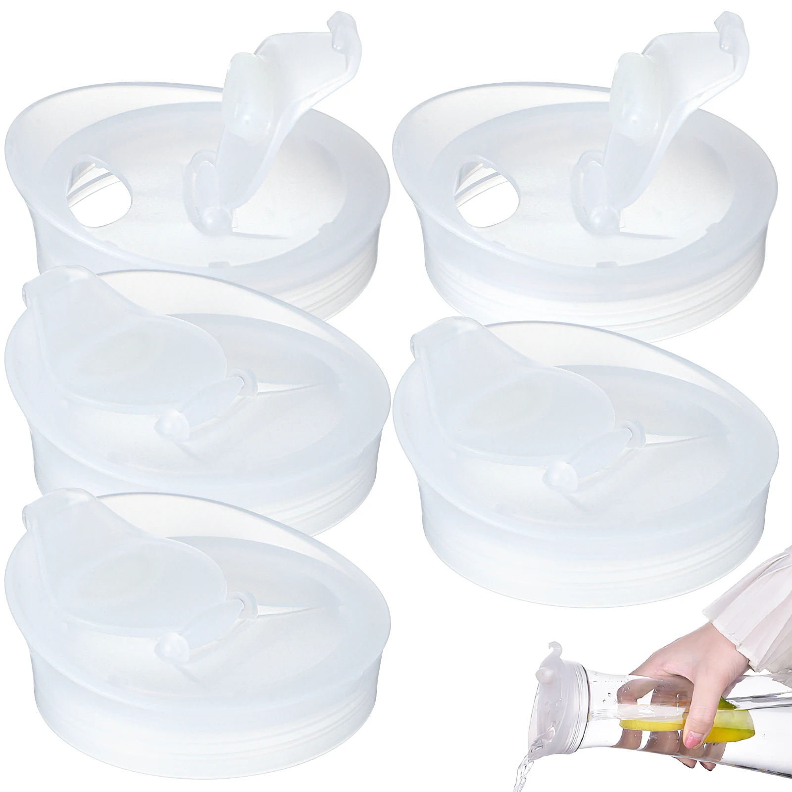 

5pcs Water Pitcher Lid Replacement Accessories Leak-Proof Kettle Cover Plastic Jug Cap Airtight Seal Replaceable Home
