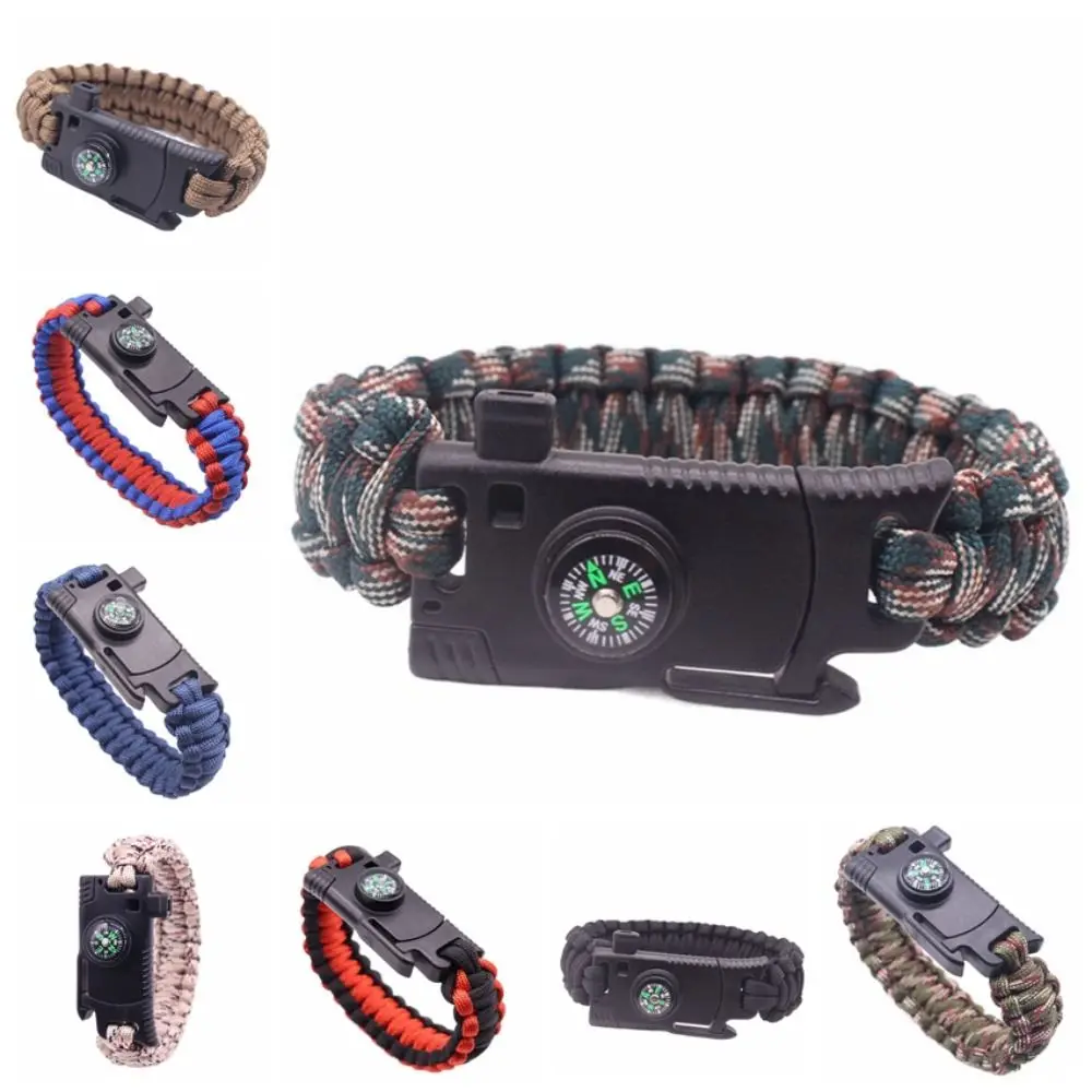 

3 in 1 Bracelet Survival Multifunction Whistle Emergency Paracord Compass Plastic Buckle Emergency Rope Bangles Backpacking