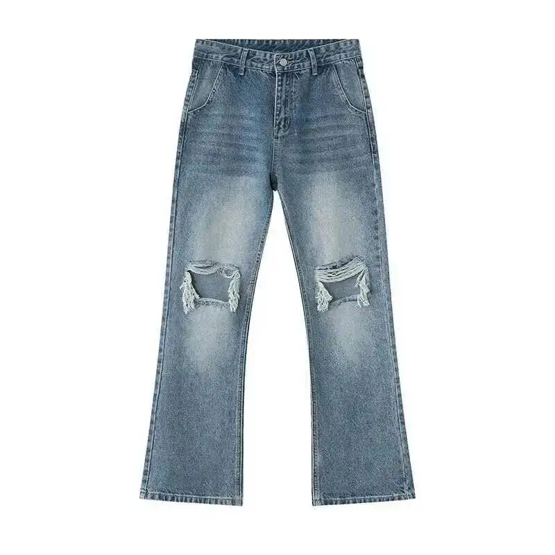 Wear Spring Men's New Casual Denim Slim Pants Trend Holes 2026 Vintage Male Trousers Korean Fashion Casual PHOB