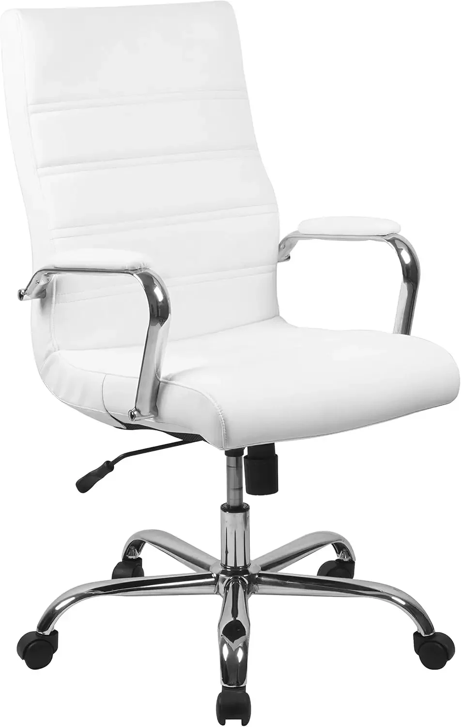 Furniture Whitney High-Back Swivel LeatherSoft Desk Chair with Padded Seat and Armrests, Adjustable Height Padded Office Chair