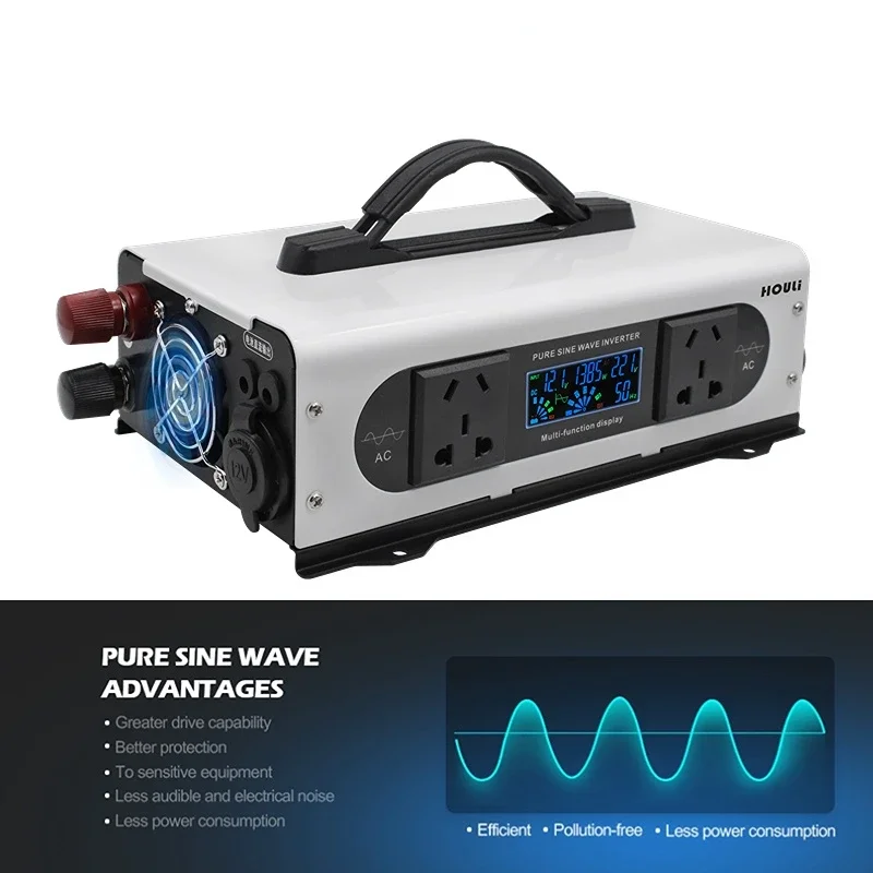 HOULI portable solar power micro off grid pure sine wave 48v 24v inverter 12v to 220v 120v 3500w