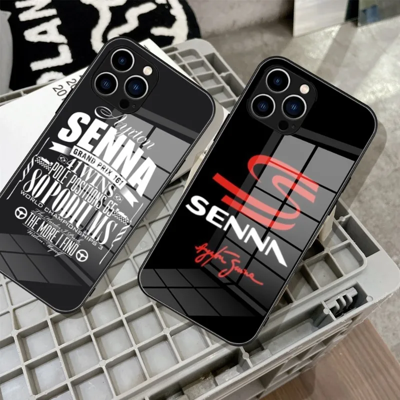 Ayrton Senna Phone Case Tempered Glass For IPhone 15 14 11 12 Pro 8 7 14 15 Plus 13 14 Pro MAX XR Covers