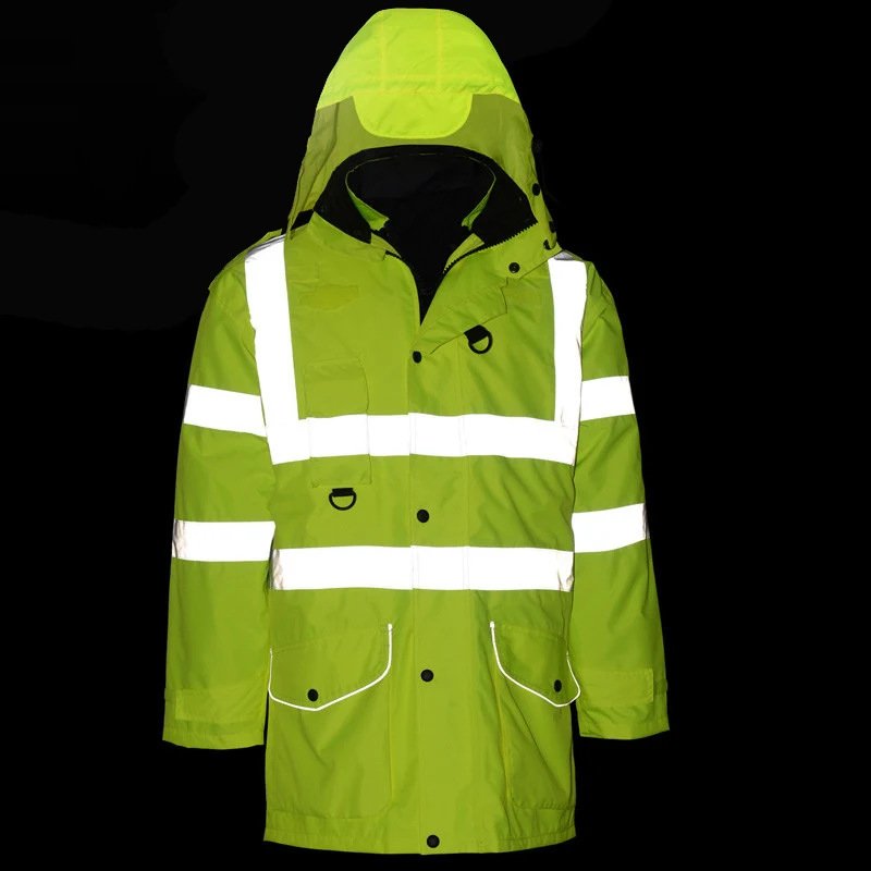 معطف عاكس مقاوم للماء يندبروف الشتاء البارد سترة عالية الوضوح سترة السلامة الشتاء الرجال مع بطانة القطن سميكة #5