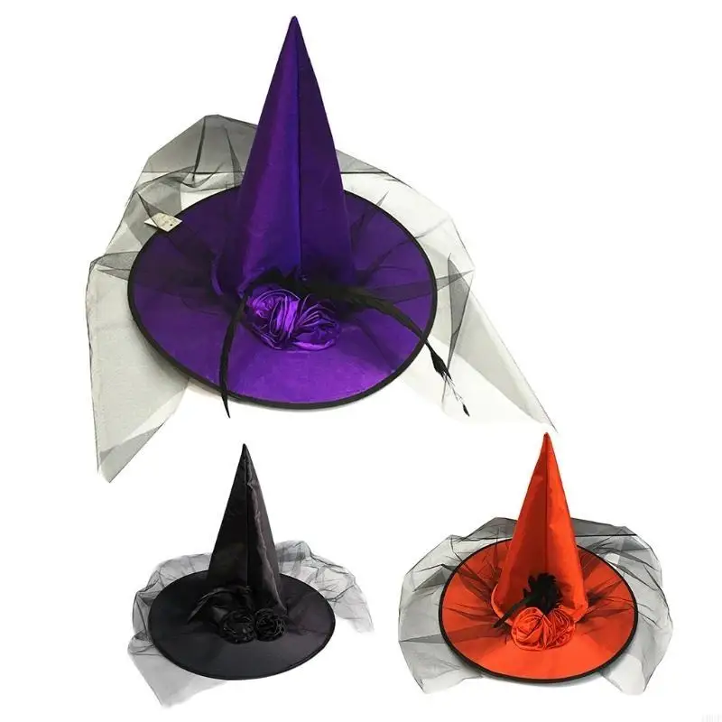 Witch Hat Women Costume for Halloween Fairytale for Play Costume Ball Hat Cap Wo