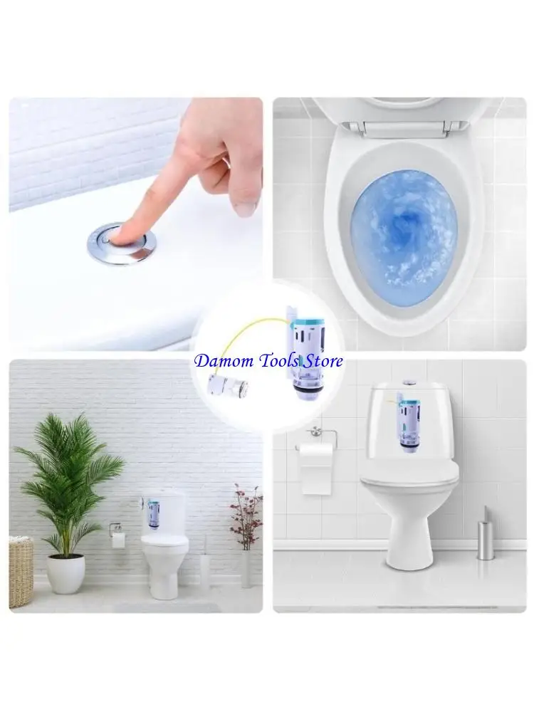 57BE High Efficiency Toilet Flush Mechanism set Double Action with Easy Push Button Water Saving Toilet Cistern Retrofits