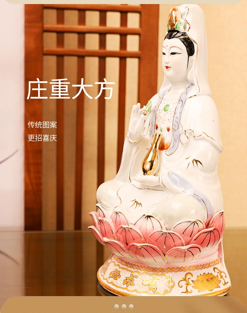 Guanyin Bodhisattva Buddha-Statue Ornament aus Keramik Weißer Jade Guanyin Nanhai Guanyin Familienfrieden – Detail 6