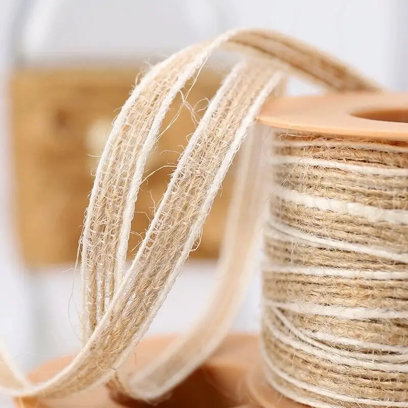 6mm Braided Jute Twine Burlap Tape Cord For Wedding Party Decoration Diy Hemp Crafts Gift Flower Wrapping Lace Ribbon Accessory