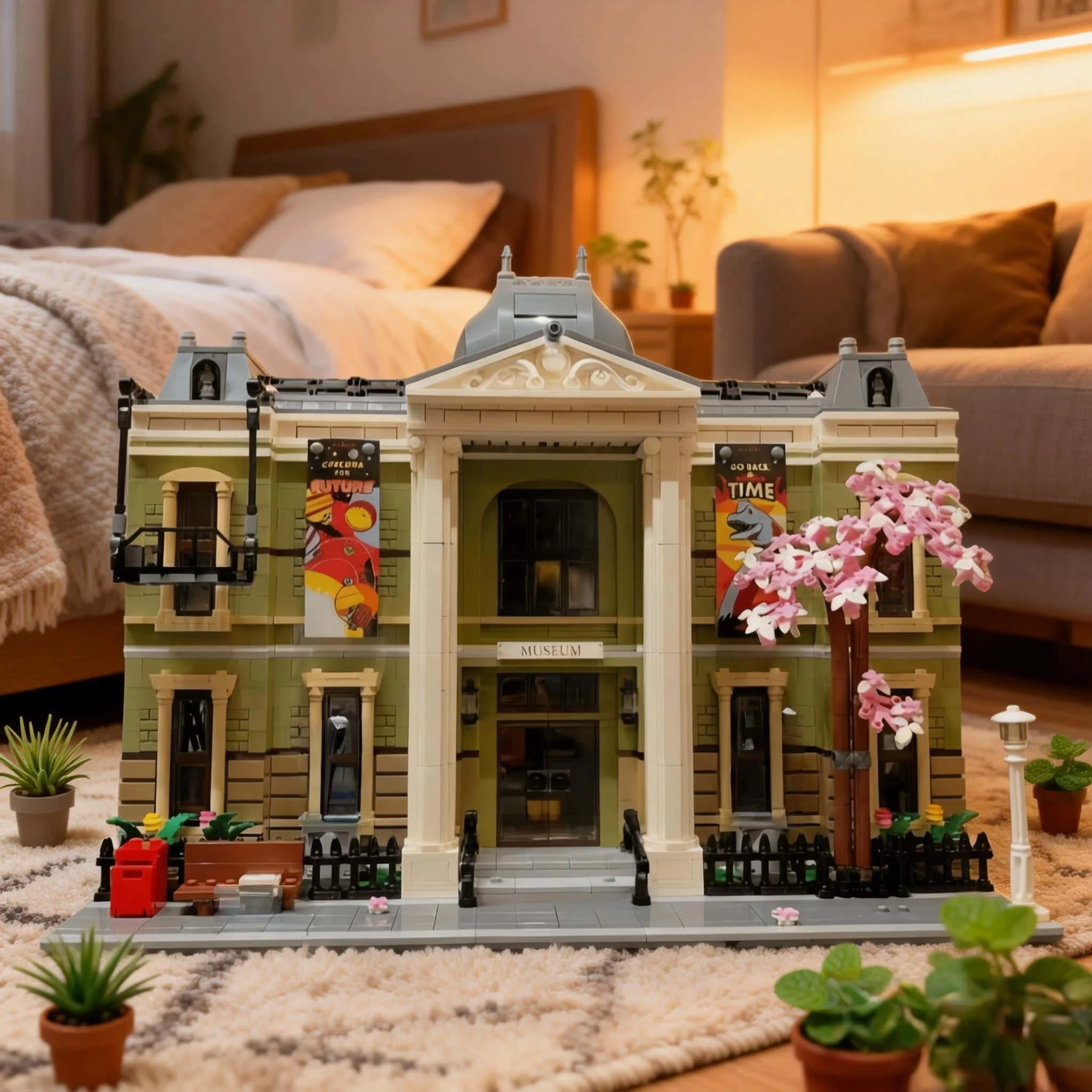 

3228pcsMOC home decoration funny color cute 2026 new construction machine street view set dinosaur history Museum the largest mo