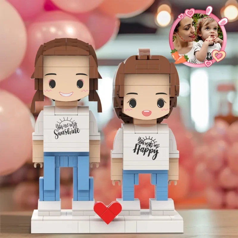 

Gift for Mom Matching Shirt You Are My Sunshine Customizable Head 2 People Custom Brick Figures My Custom Brickfigures Character