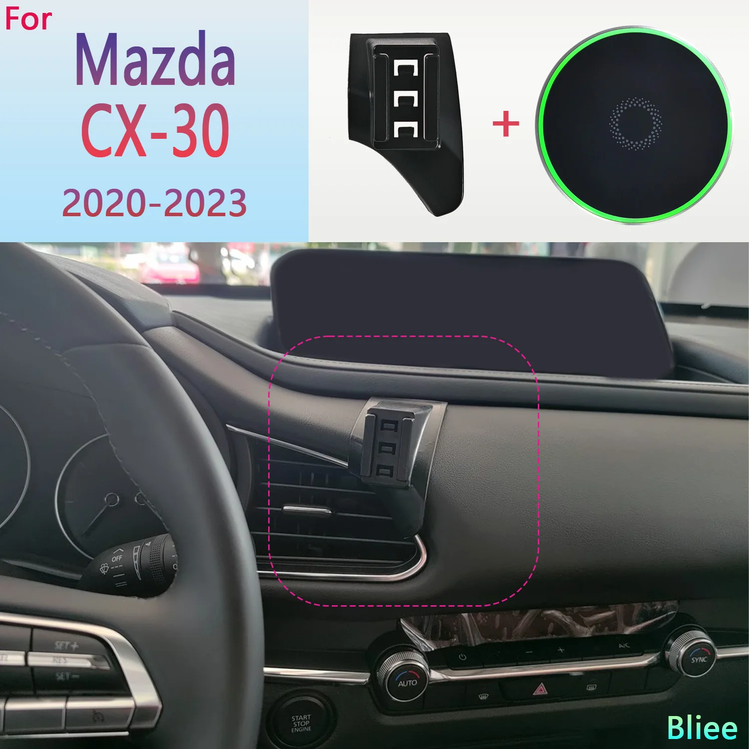 Dla Mazda CX-30 CX 30 CX30 2020 2021 2022 2023 Magnetyczny uchwyt samochodowy na telefon 15 W Bezprzewodowe ładowanie Stojak na telefon MagSafe Base