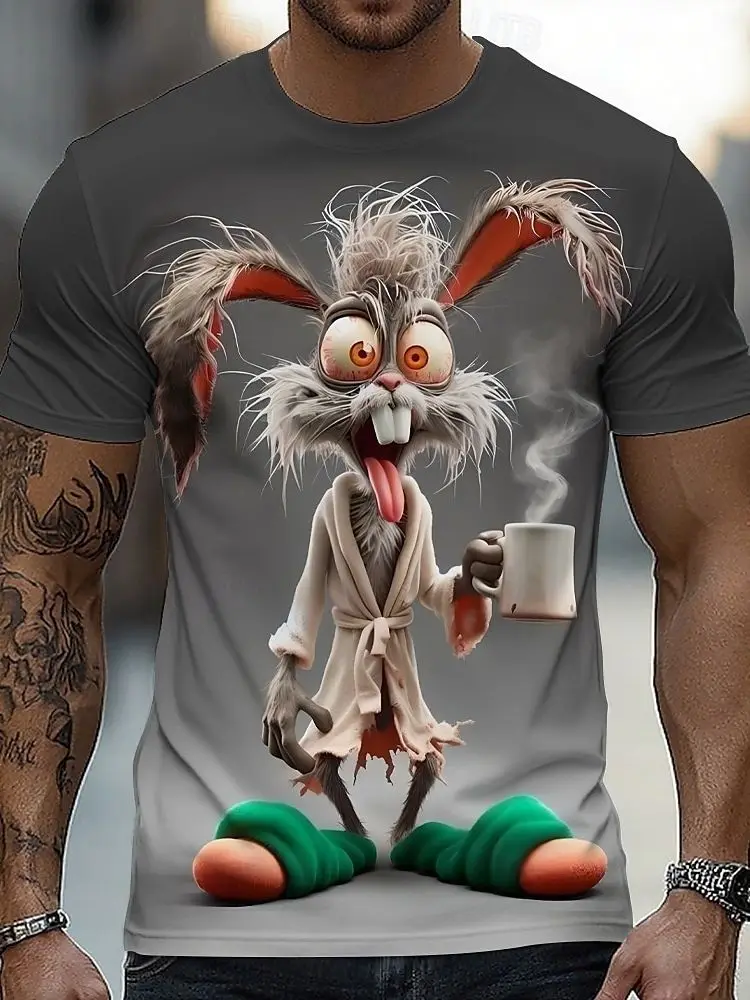 New Funny Cow Mouse Animal 3D Print T-Shirts Fashion Men Short Sleeve O-Neck T Shirt Casual Harajuku Y2K Tops Tees Men Clothing