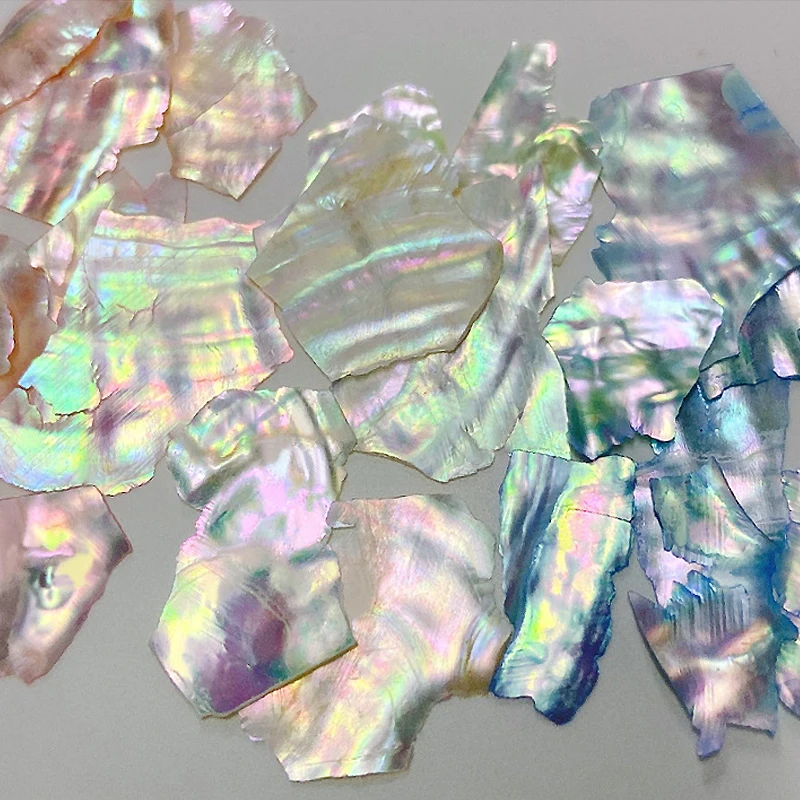 Ultradünne Große Natürliche Abalone-Muschelscheiben mit Unregelmäßiger Aurora-Optik für Nagelkunst-Dekorationen, DIY-Maniküre-Zubehör, 1 Box – Detail 4