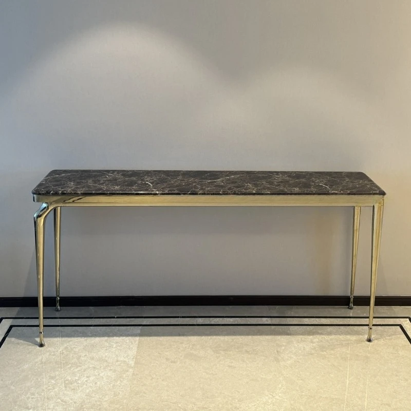 

Marble Entry Marble Entrance Table 304 Stainless Steel Rectangular Entrance Table New Chinese Console Table
