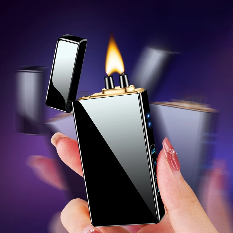 New Metal Voice Controlled High Power Windproof Arc Charging Lighter Power Display Gravity Sensing Multiple Ignition USB Lighter