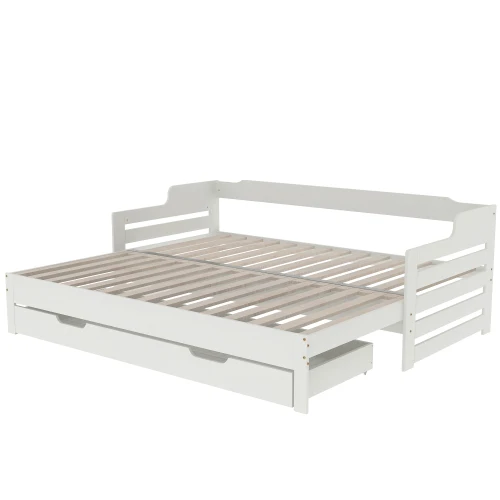 Modern Twin Extendable Daybed with Storage Drawers Solid Wood Space-Saving Children's Bunk Bedpromote sales