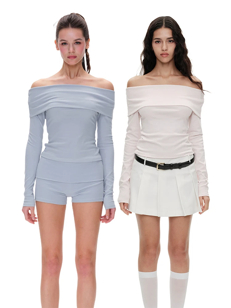 

Tiny Drops Brisa New Design One oulder Knitted Long Sve Slim Fit Base Top Women Casual Sle Cotton Blend Long Sve