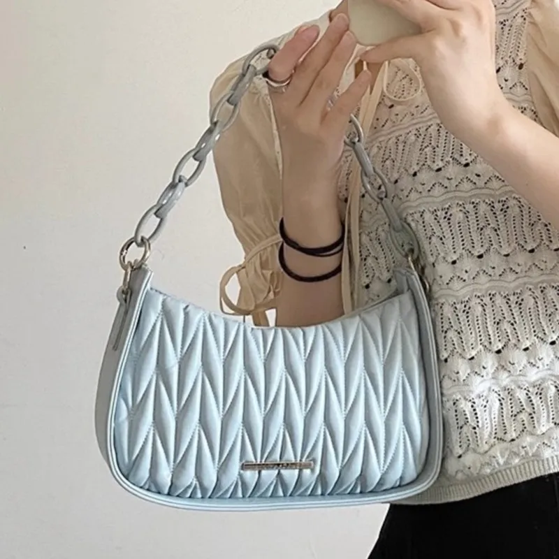 

Милые сумки на плечо с ромбовидным узором, женские кожаные сумки с акриловой цепочкой, большая вместительная сумка через плечо, женская модная сумка Sle