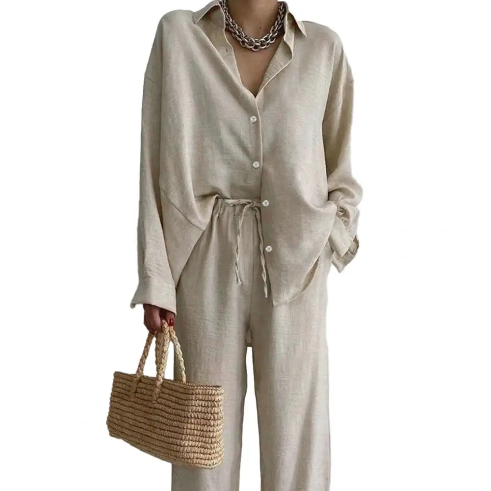 Summer New Women's Two-piece Set Fall Office Lady Loose Long Sleeve Shirt Trouser Fashion Casual 2-piece Set Suit For Women