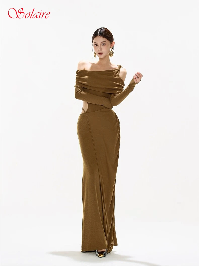 

Customized Straight Boat Neck One Shoulder Elegant Formal Evening Dress and High Quality Celebrity Gowns Temperament Party Dress
