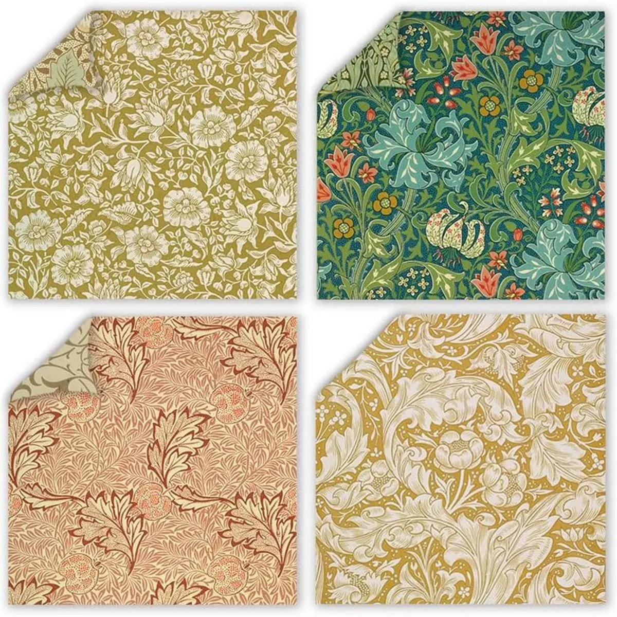 Vintage William Pattern Scrapbook Paper, 24 Sheets 12x12 Inch Double Sided for Crafting