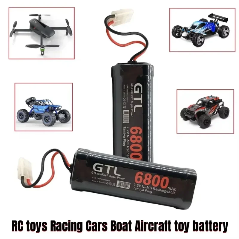 New 2025 Ni-MH battery pack 7.2V 6800mAh  RCcar truck Bugibot tank ni mhBattery gray dinner power supply,with Tamiya Connectors