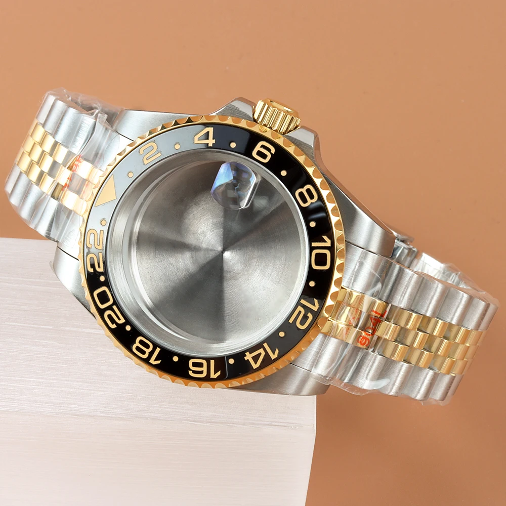 

Gold Silver 40mm Case Jubilee Strap Sapphire Glass Fit Seiko NH34 NH35 NH36 NH38 Movement 316L Steel Yacht-Master Sub GMT Case