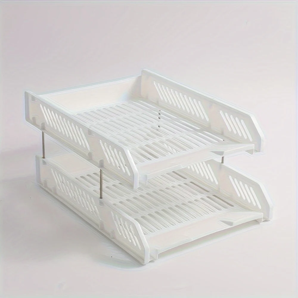 

Двухуровневая разноцветная прочная полка-органайзер для хранения, настольная подставка для учебных принадлежностей, организации файлов и аксессуаров для домашнего офиса