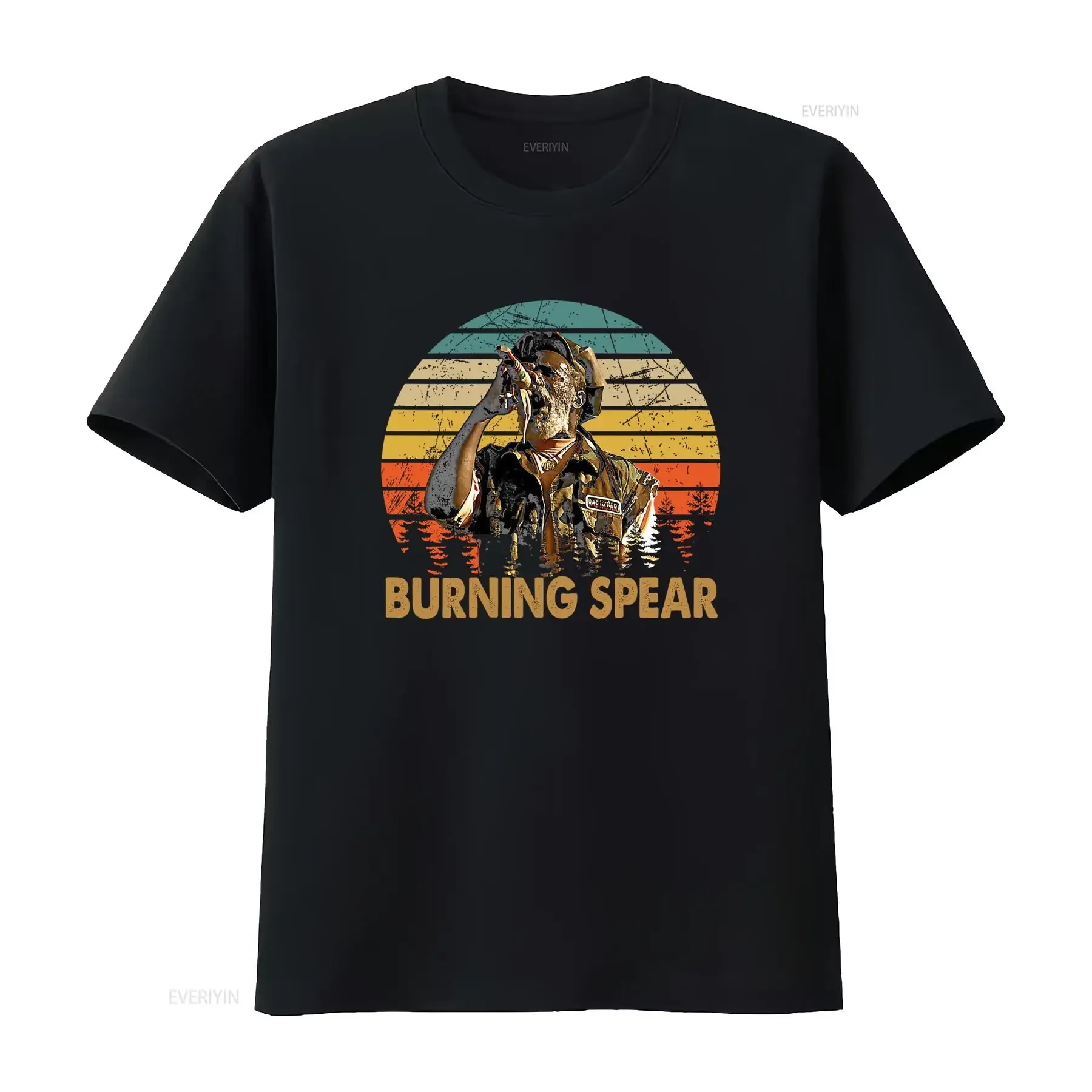 Retro Burning Spear T Shirt Vintage Style with Print Perfect for Music Lovers High Quality Fabric Available in Black vintage