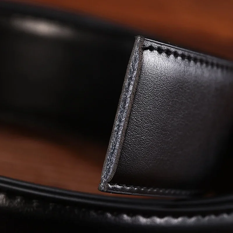 2,4 2,8 3,0 3,2 3,5 3,8 cm Breite Echter Gürtel Keine Schnalle Männer Dornschließe Leder Schwarz Rindsleder Gürtelkörper ohne Schnallenriemen – Detail 4