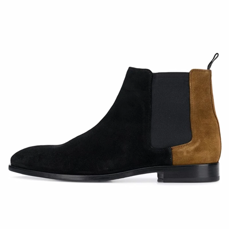 Fashion Men Chelsea Boots Genuine Leather Wear-resistant Pointed Toe