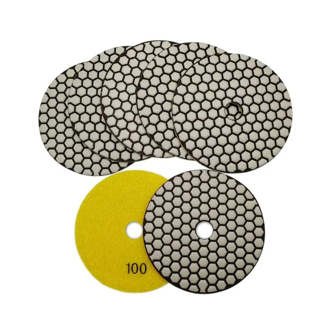 

5-Inch Dry Diamond Polishing Pads Grit 100 for Granite Marble Quartz, 7-Pack Sanding Discs