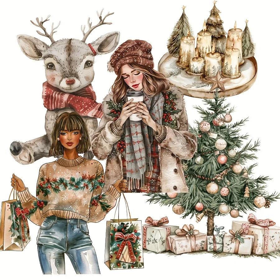 93–105 Stück saisonaler Urlaubsfest-Thema-Aufkleber, mit Weihnachtsernte-Kürbis, Junkjournal, Flaschenaufkleber, Album-Dekor – Detail 2