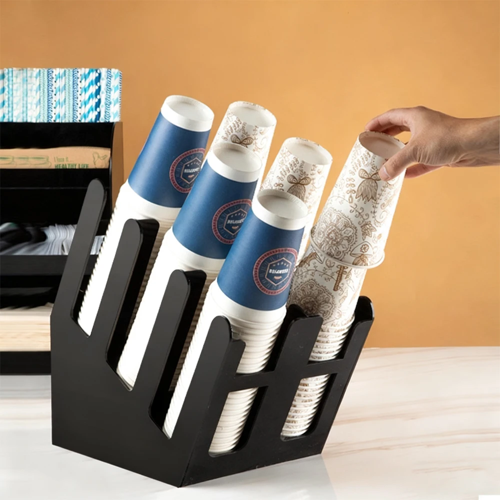 NEW Disposable Cup Holder Coffee Paper Cup Dispenser Storage Rack Adjustable 6 Grid Counter Desktop Bubble Tea Shop Organizers