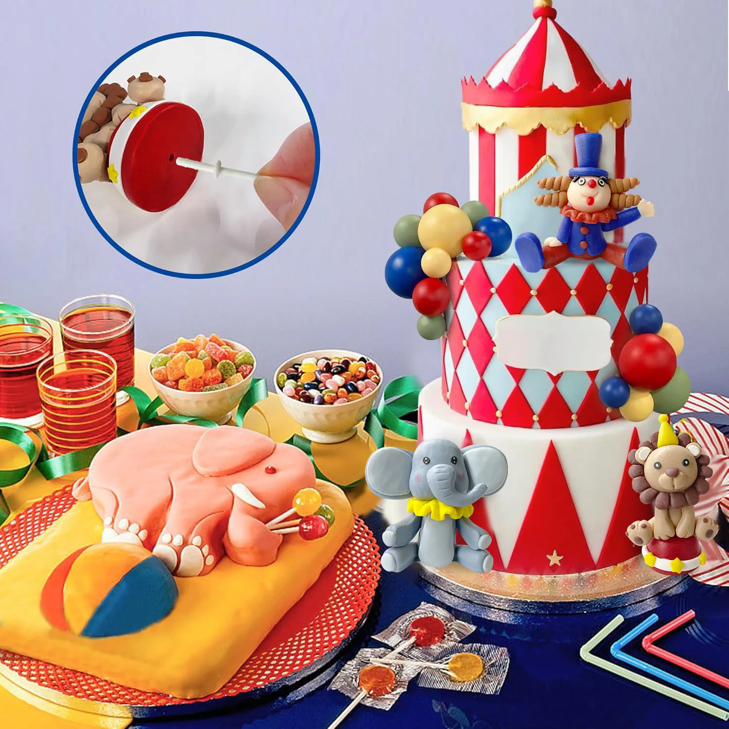 19 PCS Circus Cake Decoration Circus Birthday Cake Decorations Balls Cake Picks for Birthday Party  child gifts
