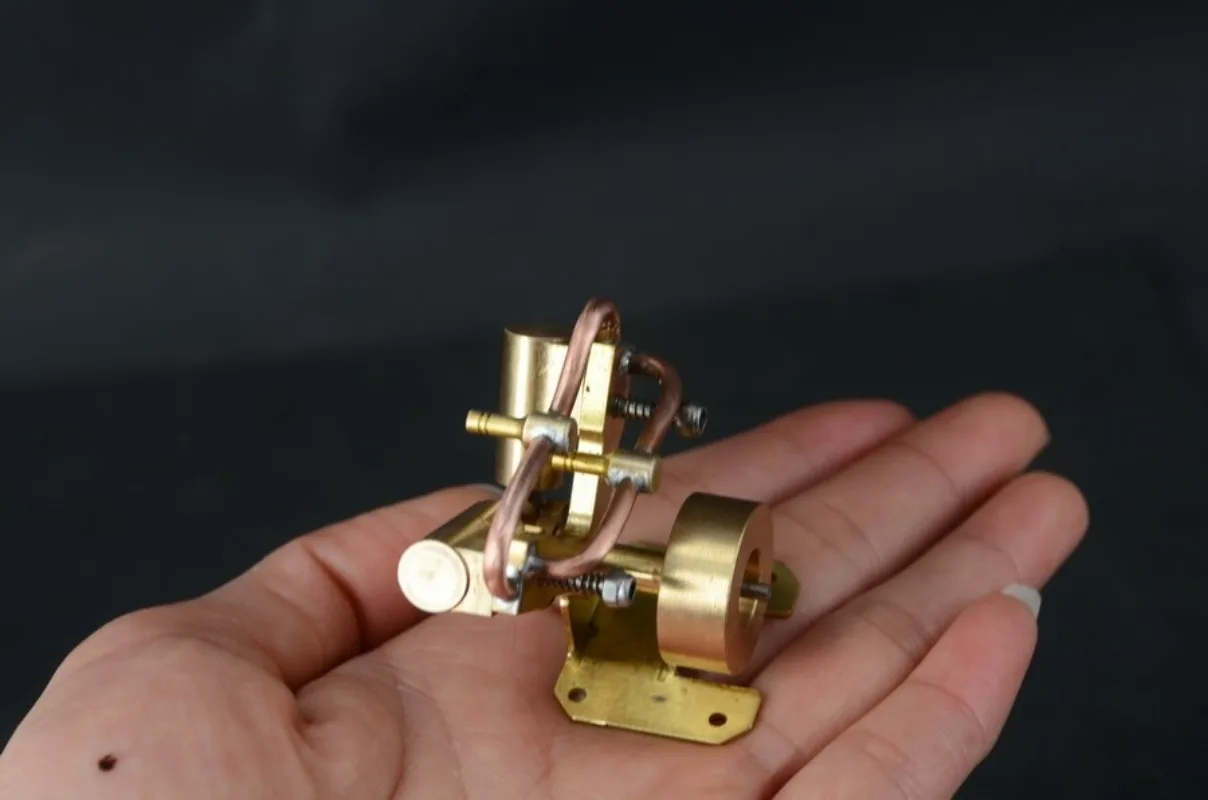 Desktop Mini V Twin Cylinder Steam Engine Model Metal Steam Power Generator Educational Science Experiment Model For Teaching