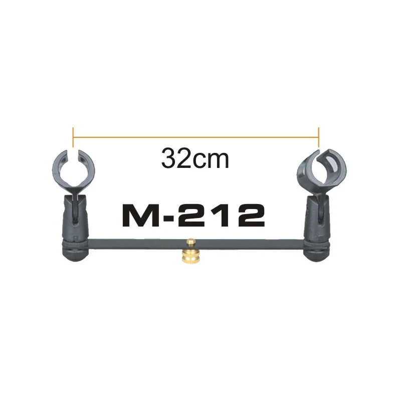 Professional 2 Mic Holder Clips Microphone Bar T-Bar Thread Adapter stand For interview Speech Chorus Floor stand